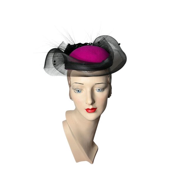 1970s/80s fascinator Derby hat by Miss Bierner for Michael Howard main image 7